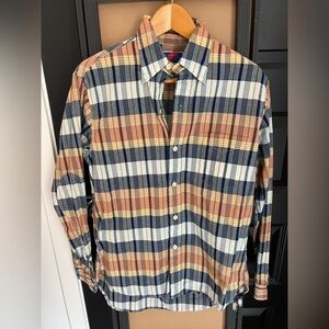 Best Made Co Men's Plaid Button-Down Shirt in Navy, Tan, and White